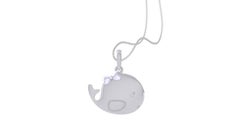 Whale Kids Pendant, 18k White Gold