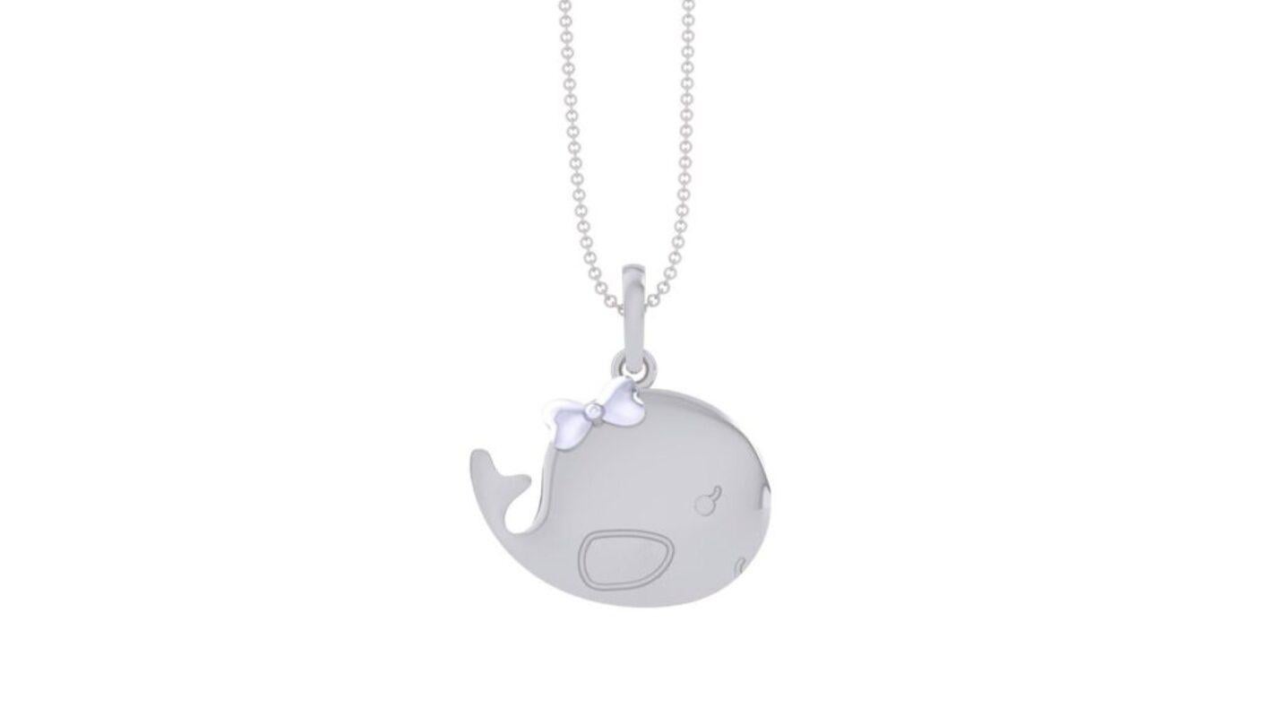 Whale Kids Pendant, 18k White Gold In New Condition For Sale In Leigh-On-Sea, GB