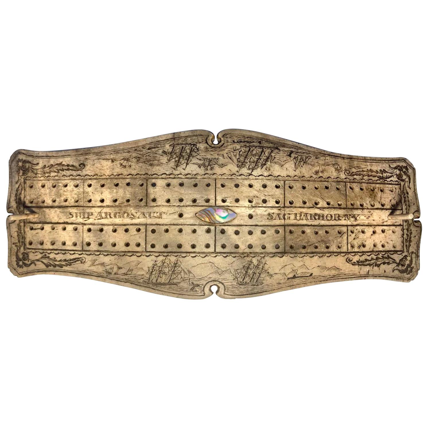 Planche de cribbage Sag Harbor Whale Scrimshaw en vente