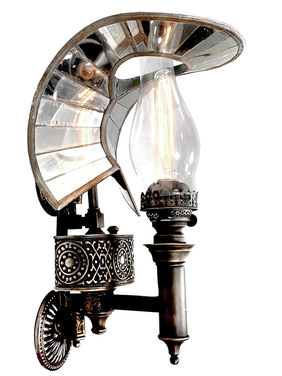 antique wall mounted oil lamp with reflector