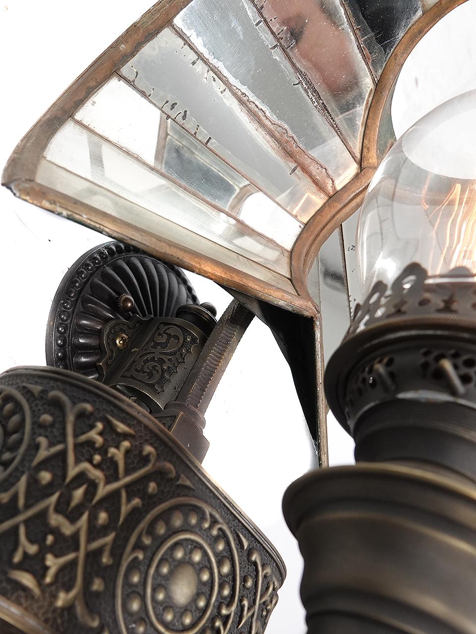 antique wall mounted oil lamp with reflector