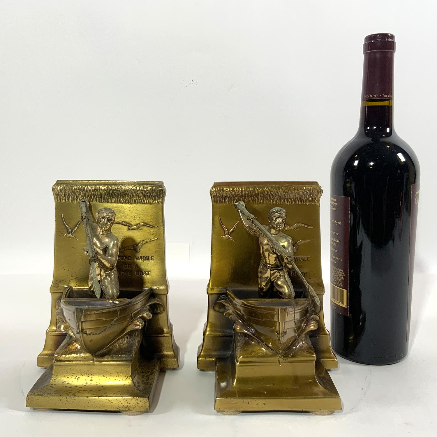 North American Whaleboat Bookends of Brass