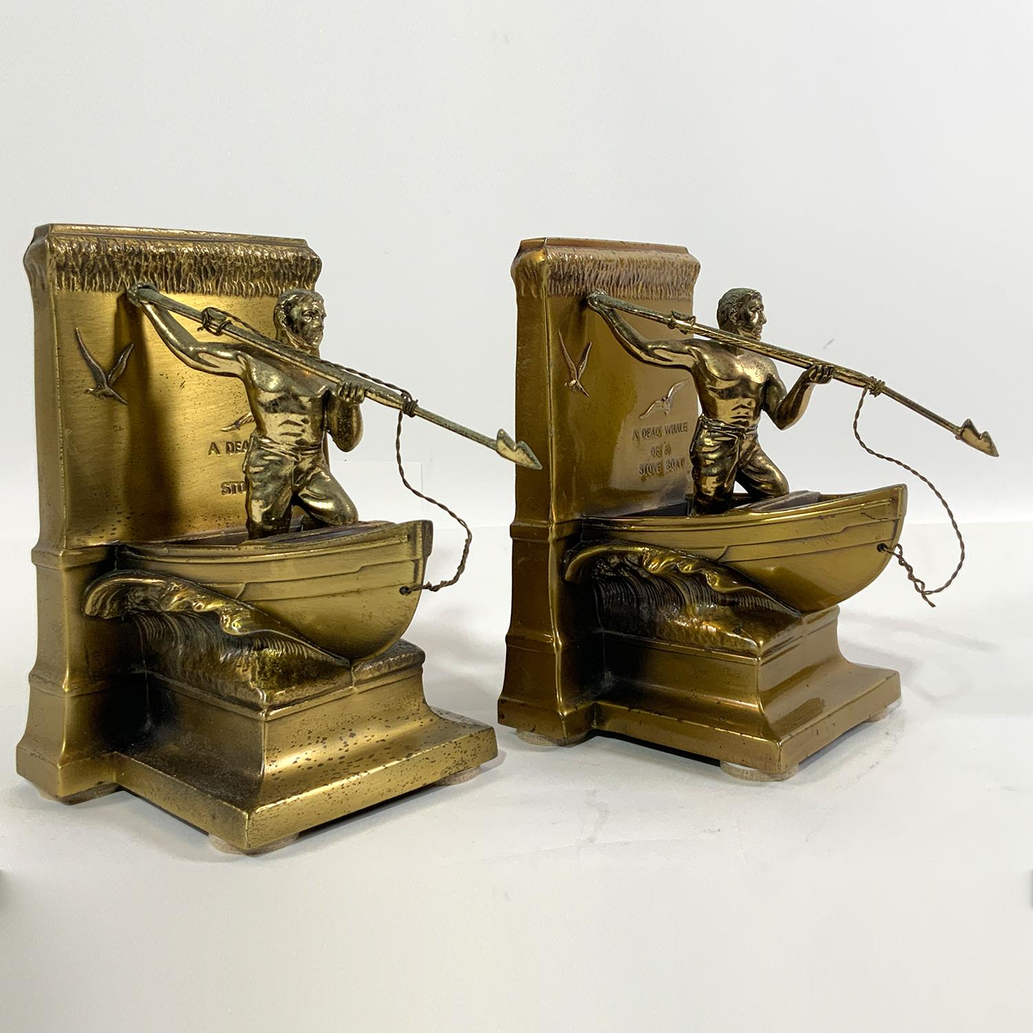 Whaleboat Bookends of Brass In Good Condition In Norwell, MA