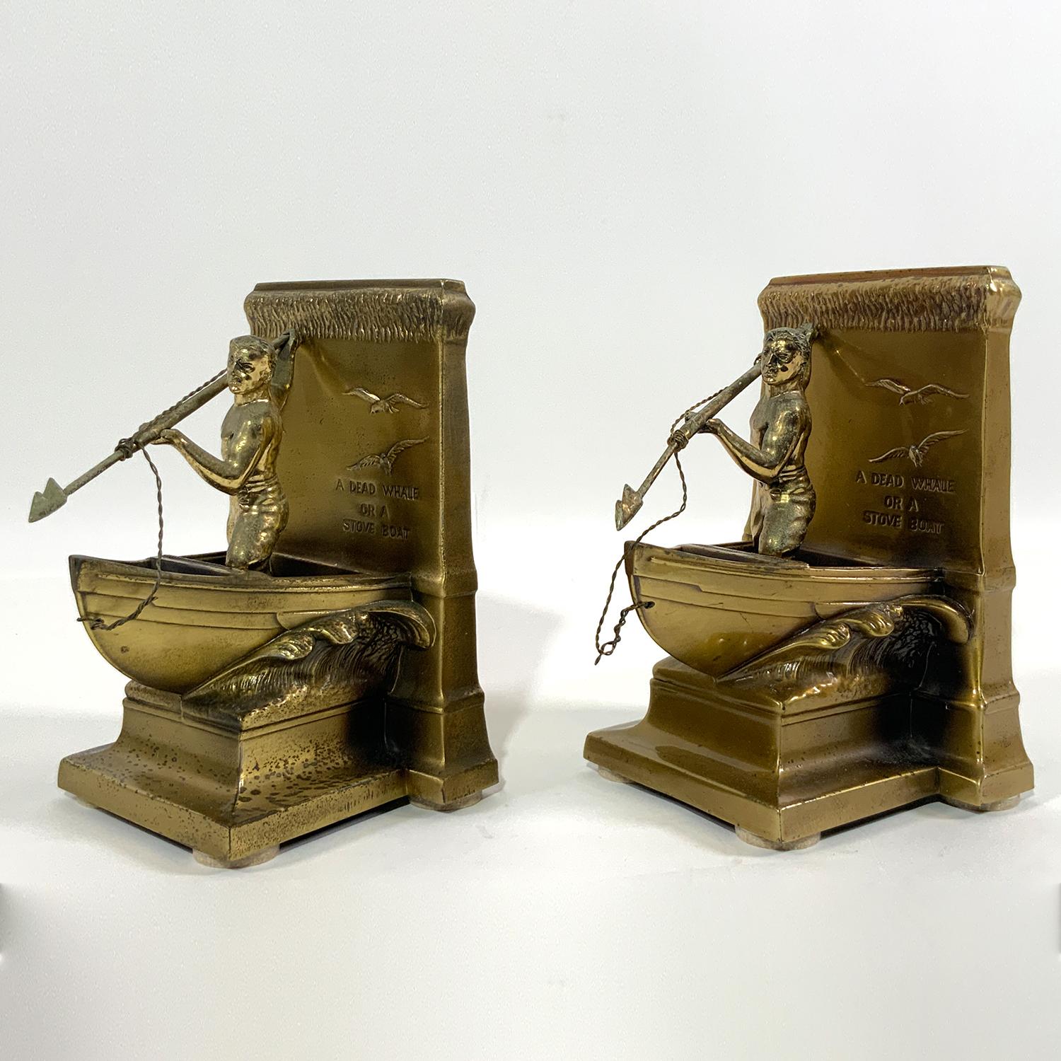 Mid-20th Century Whaleboat Bookends of Brass