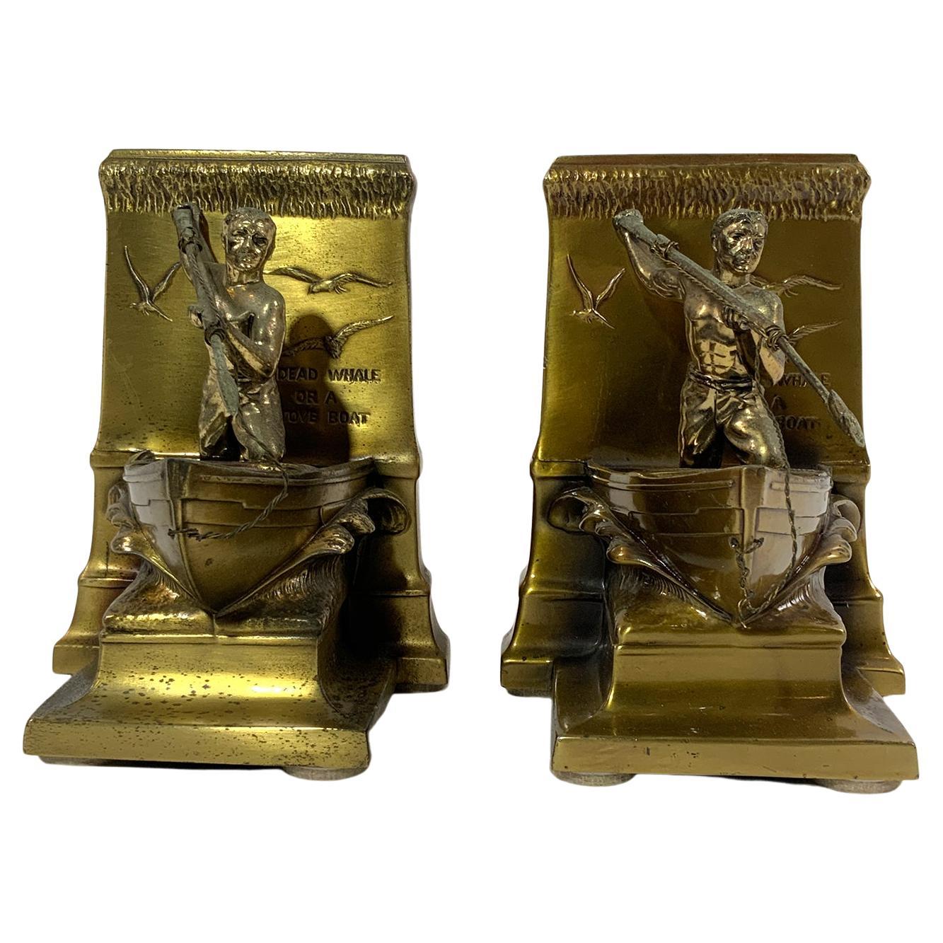 Whaleboat Bookends of Brass