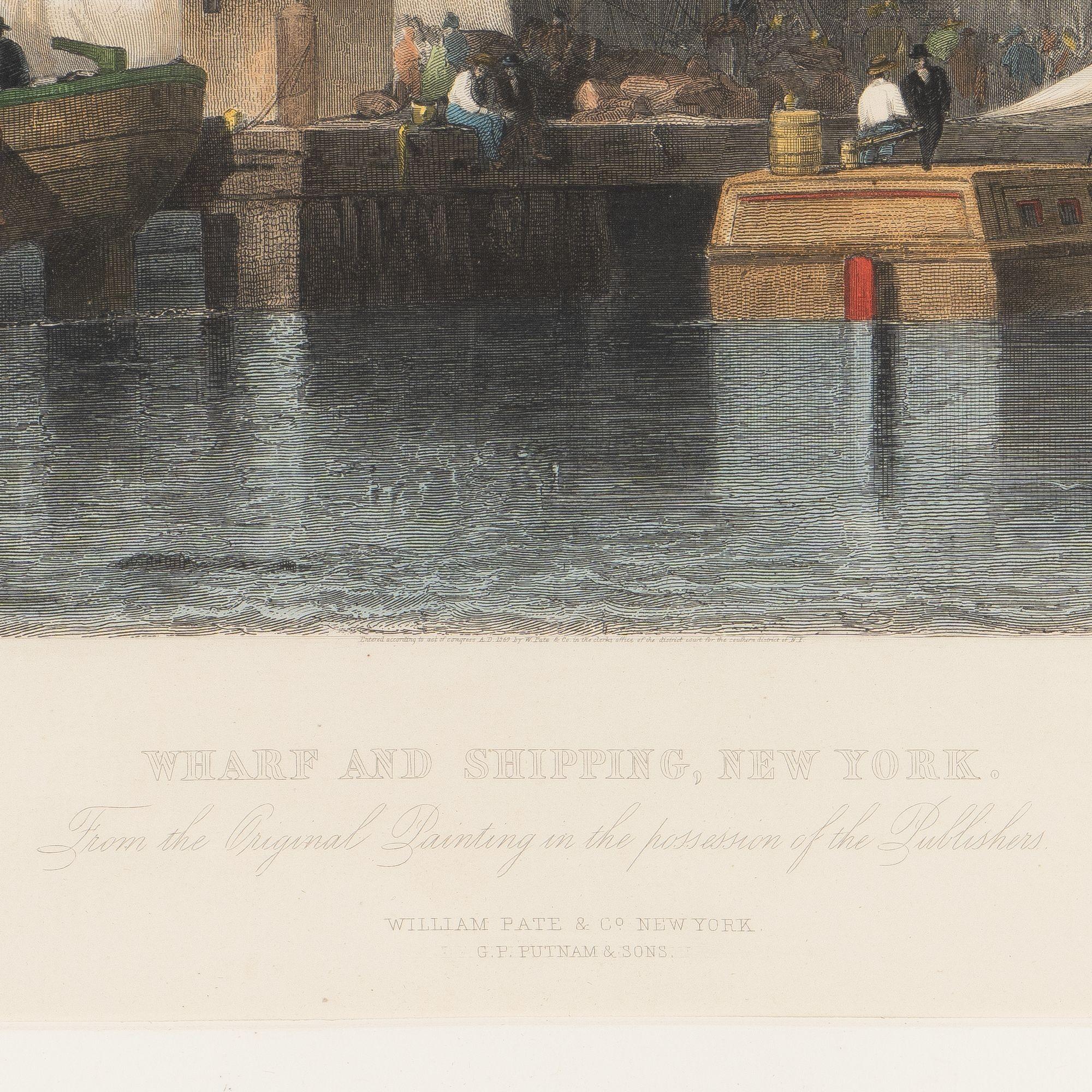 American Wharf and Shipping, New York by H.S. Beckwith, 1869 For Sale
