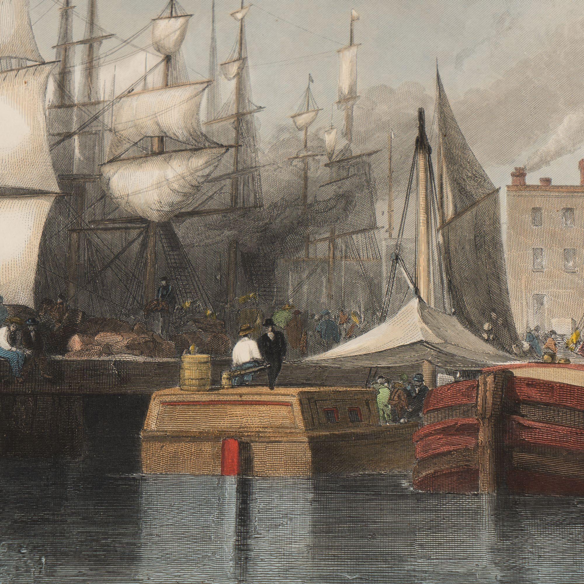 Wharf and Shipping, New York by H.S. Beckwith, 1869 For Sale 1