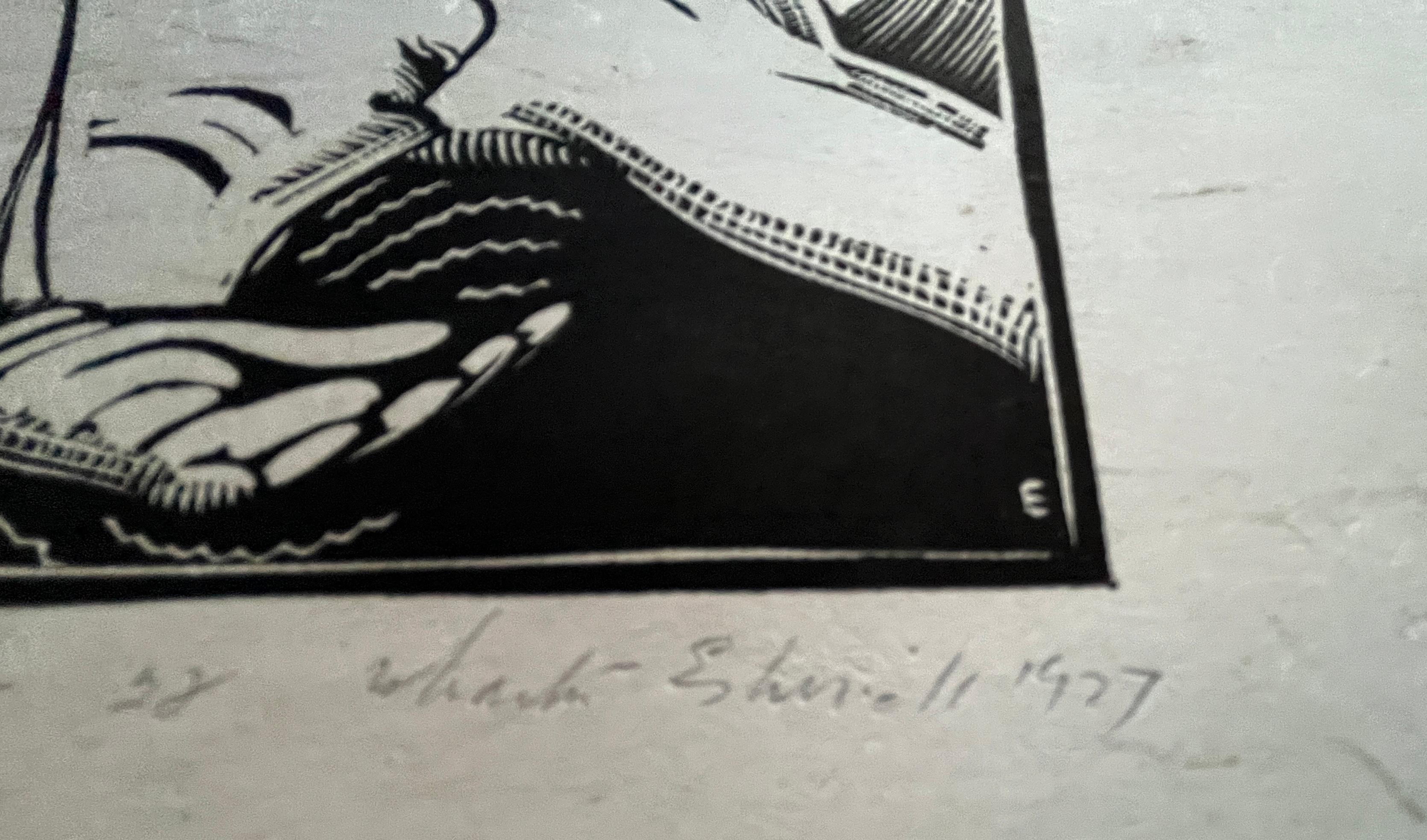 Woodcut.  Signed by the artist and dated in pencil, lower right.  Titled in pencil, lower left, and numbered 