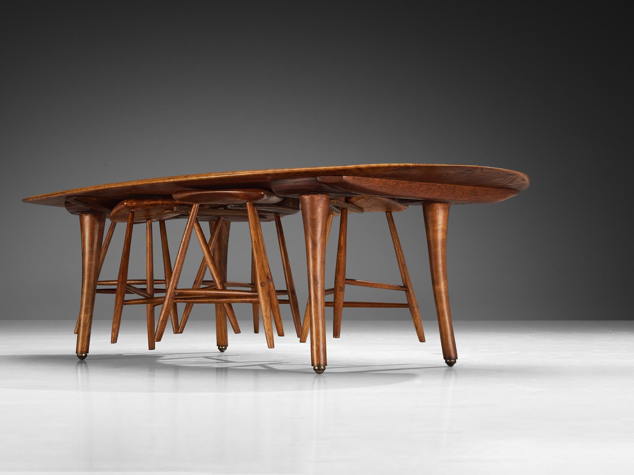 Mid-20th Century Wharton Esherick Coffee Table and Stools in Cottonwood and Ash