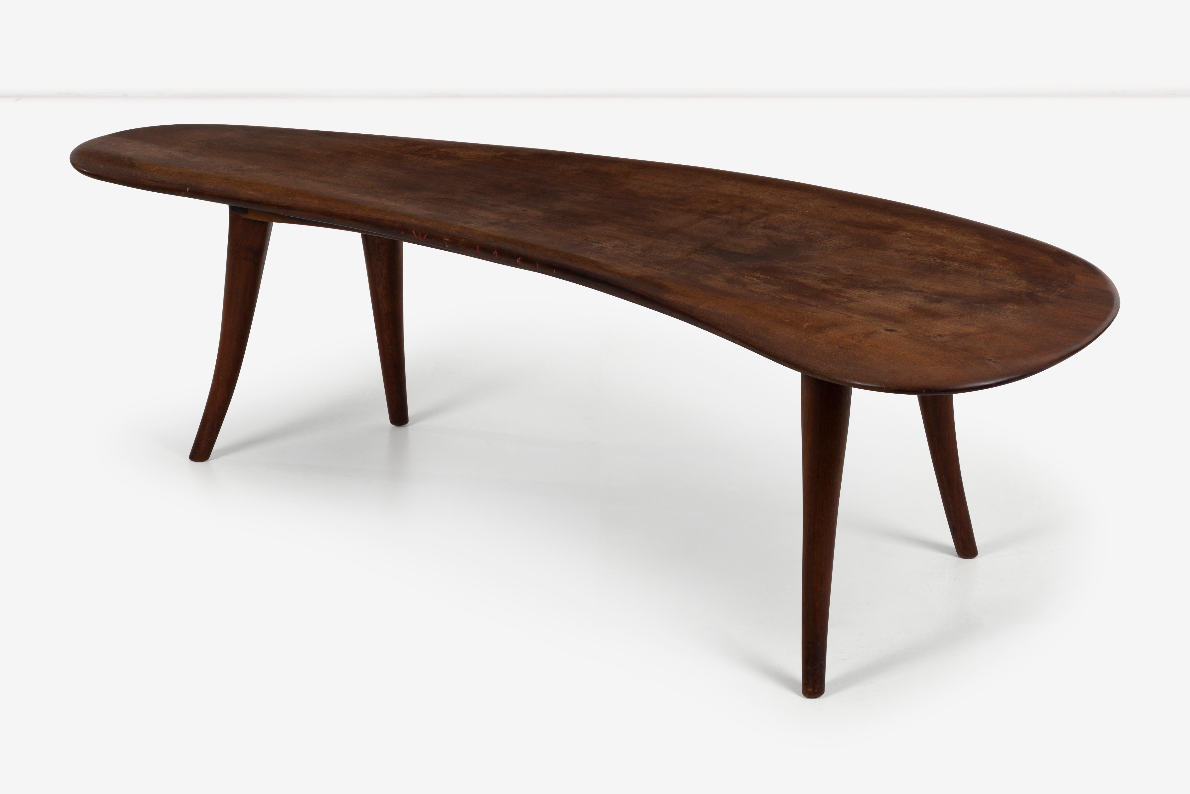 Mid-20th Century Wharton Esherick Large Sculpted Walnut Coffee Table For Sale