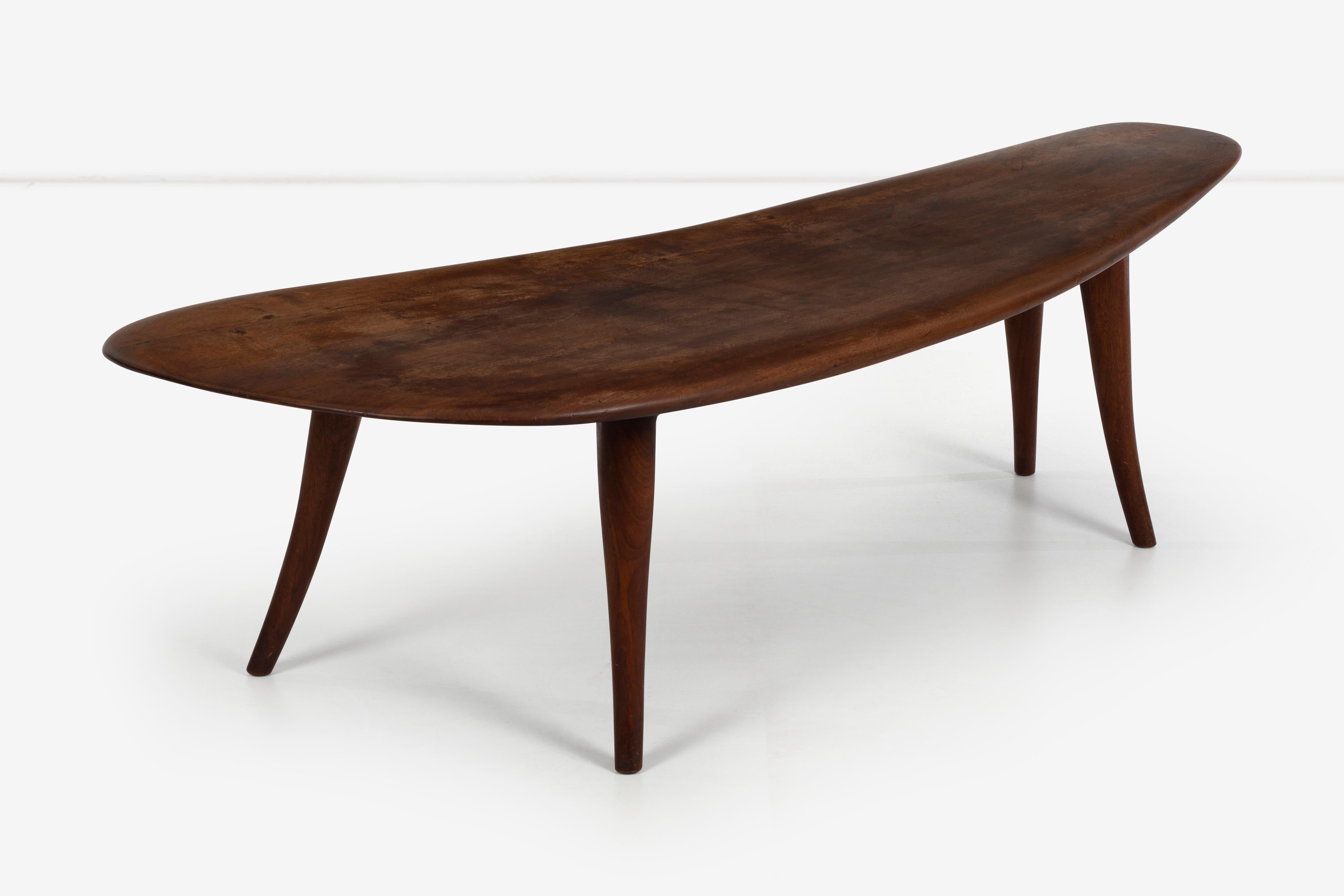 Oiled Wharton Esherick Large Sculpted Walnut Coffee Table For Sale