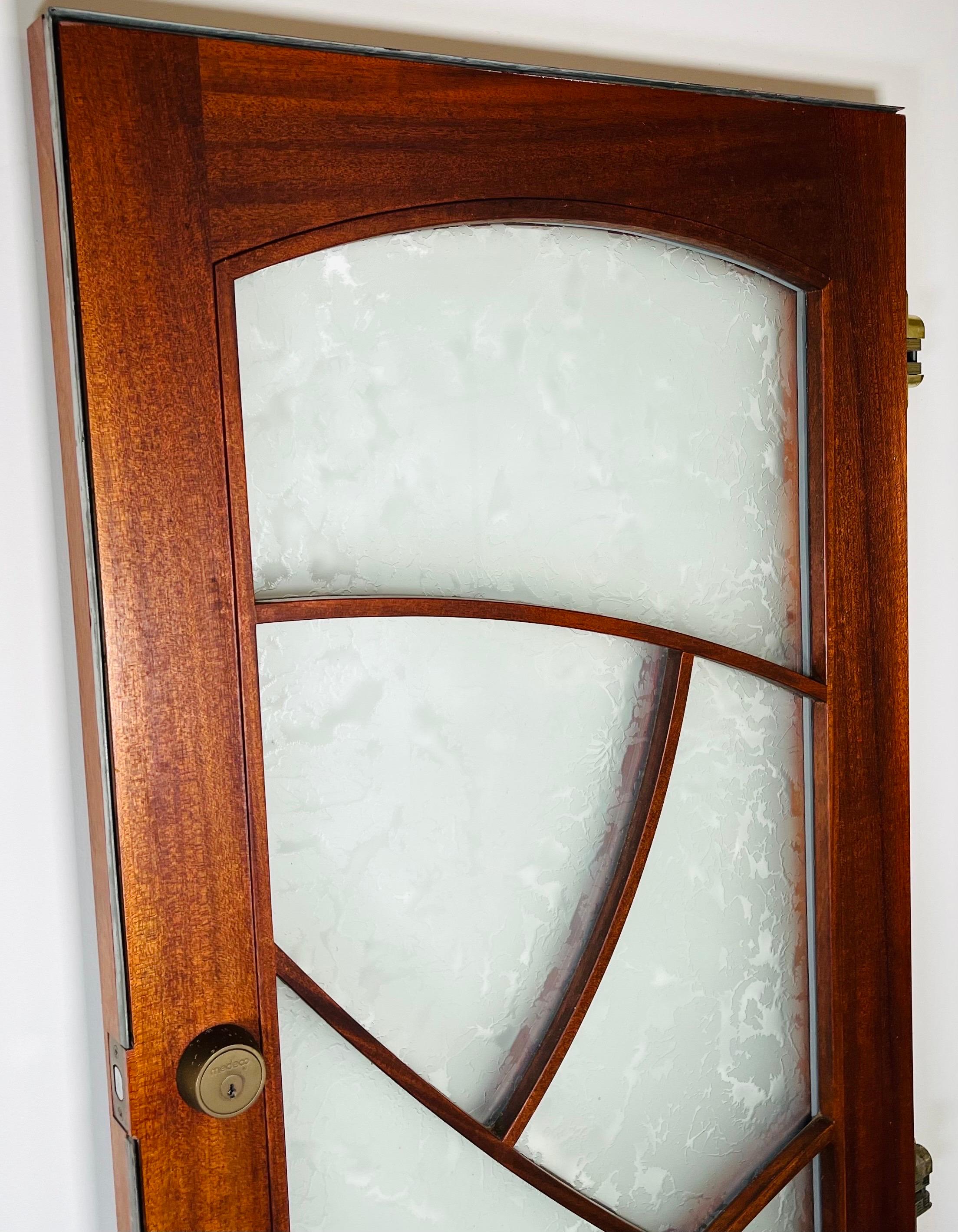 Wharton Esherick Style Outer Door With Frosted Glass & Bronze Lever Pull For Sale 4