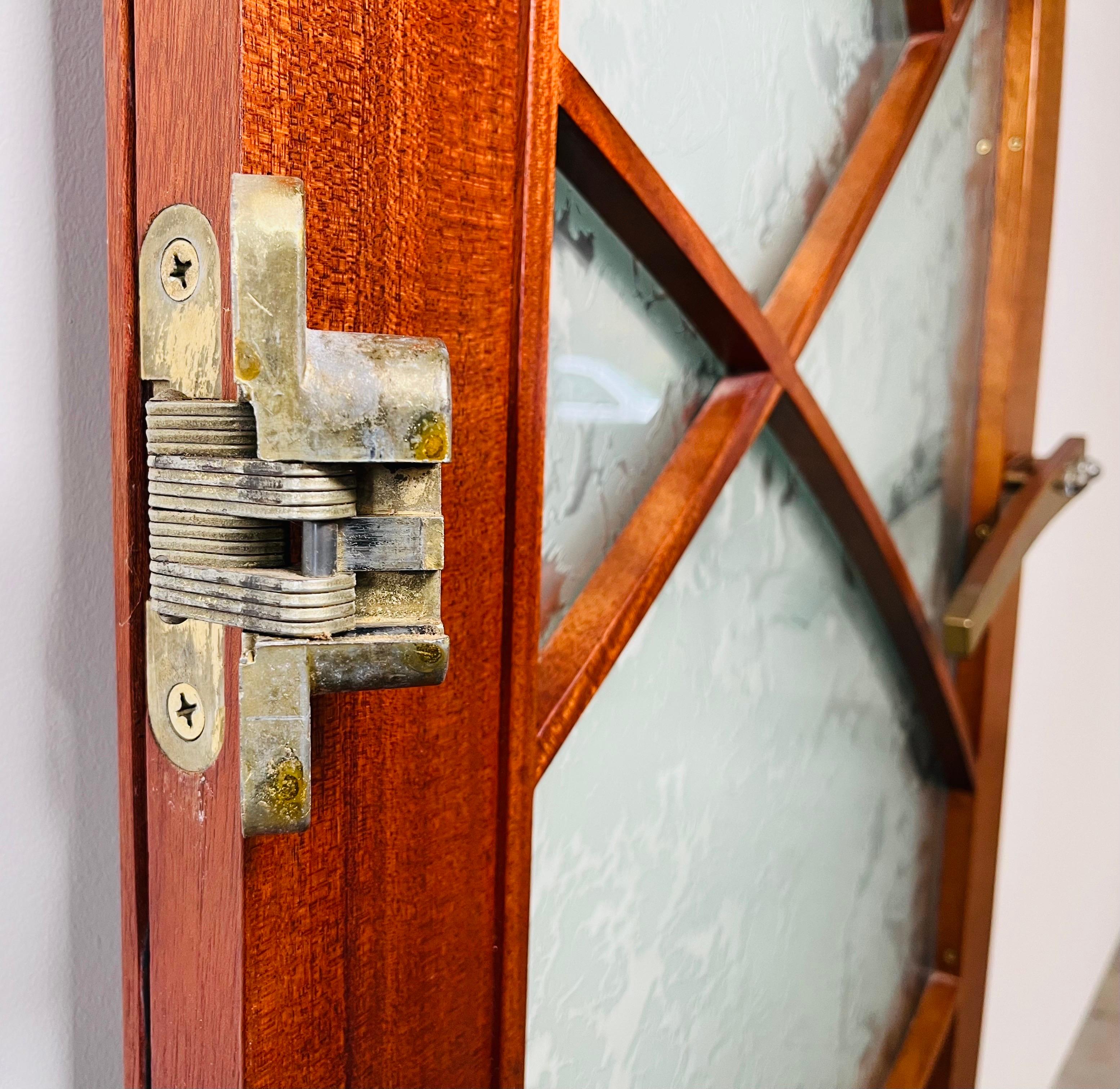 Contemporary Wharton Esherick Style Outer Door With Frosted Glass & Bronze Lever Pull For Sale