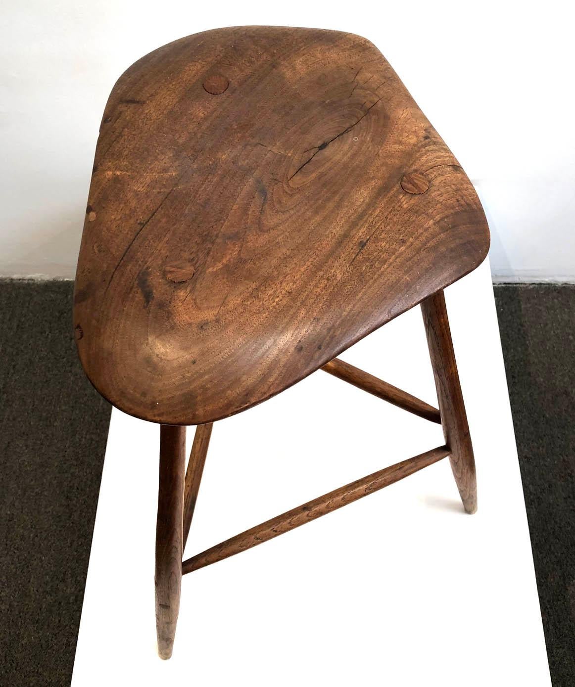 American Wharton Esherick Wooden Stool Signed and Dated