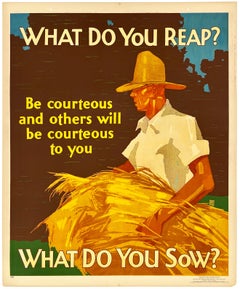 WHAT DO YOU REAP? WHAT DO YOU SOW? Original Vintage Mather Incentive Poster 1929