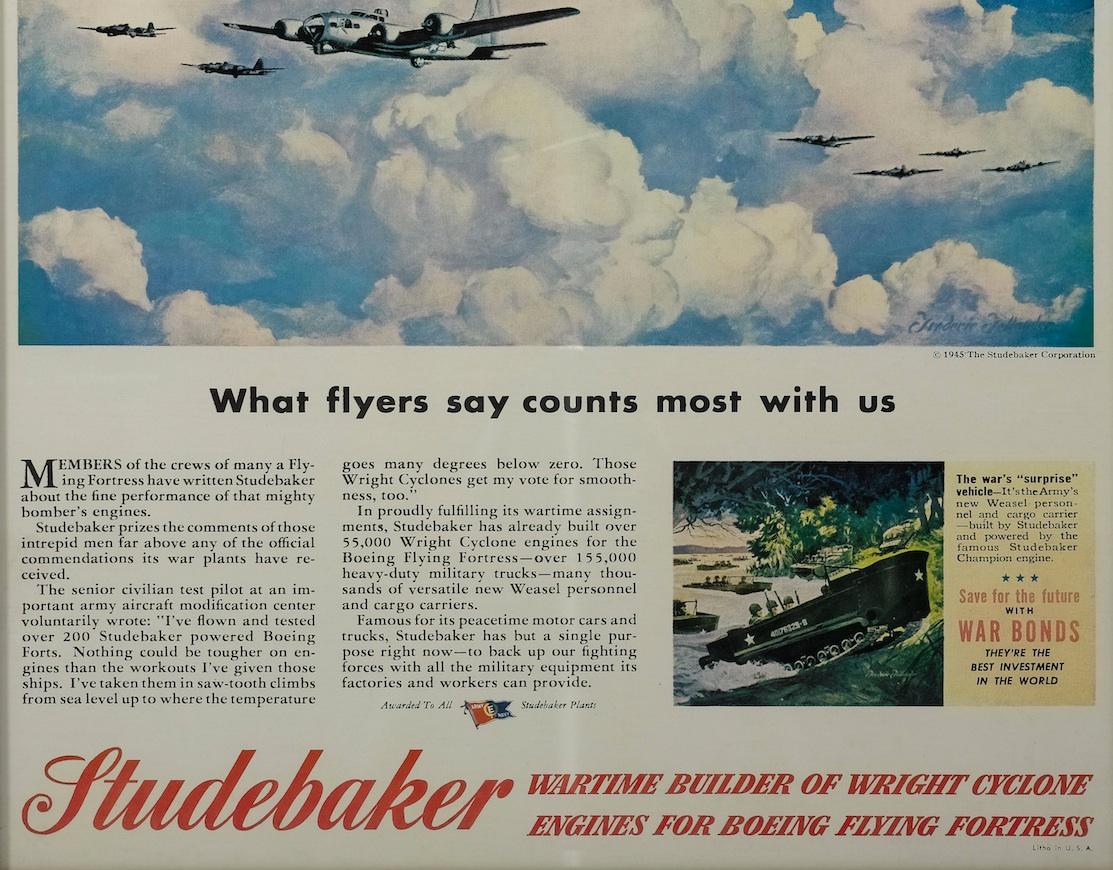 American What Flyers Say Vintage WWII Product Poster for Studebaker, circa 1945