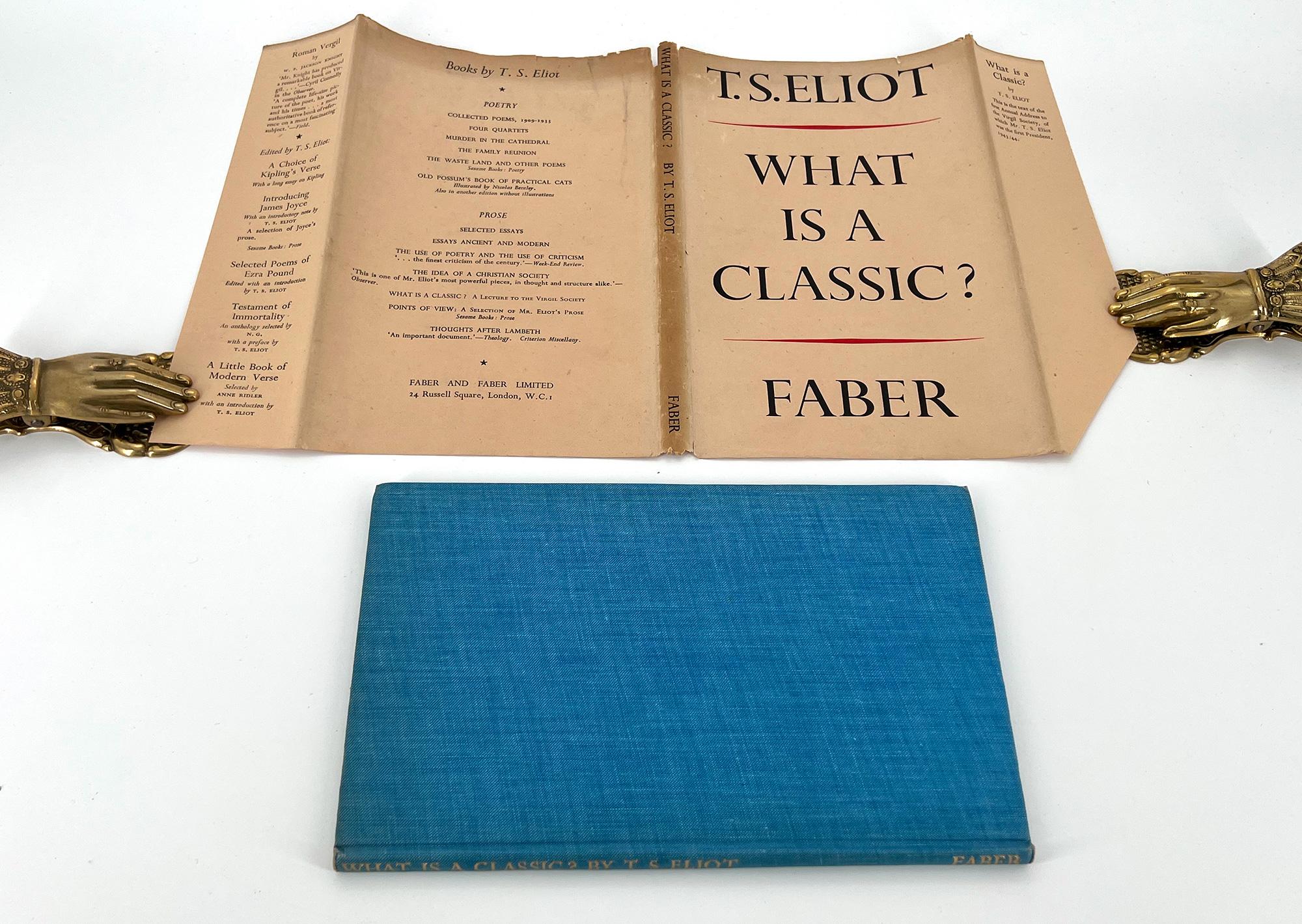 20ième siècle Qu'est-ce qu'un Classic ? par T.S. Eliot en vente