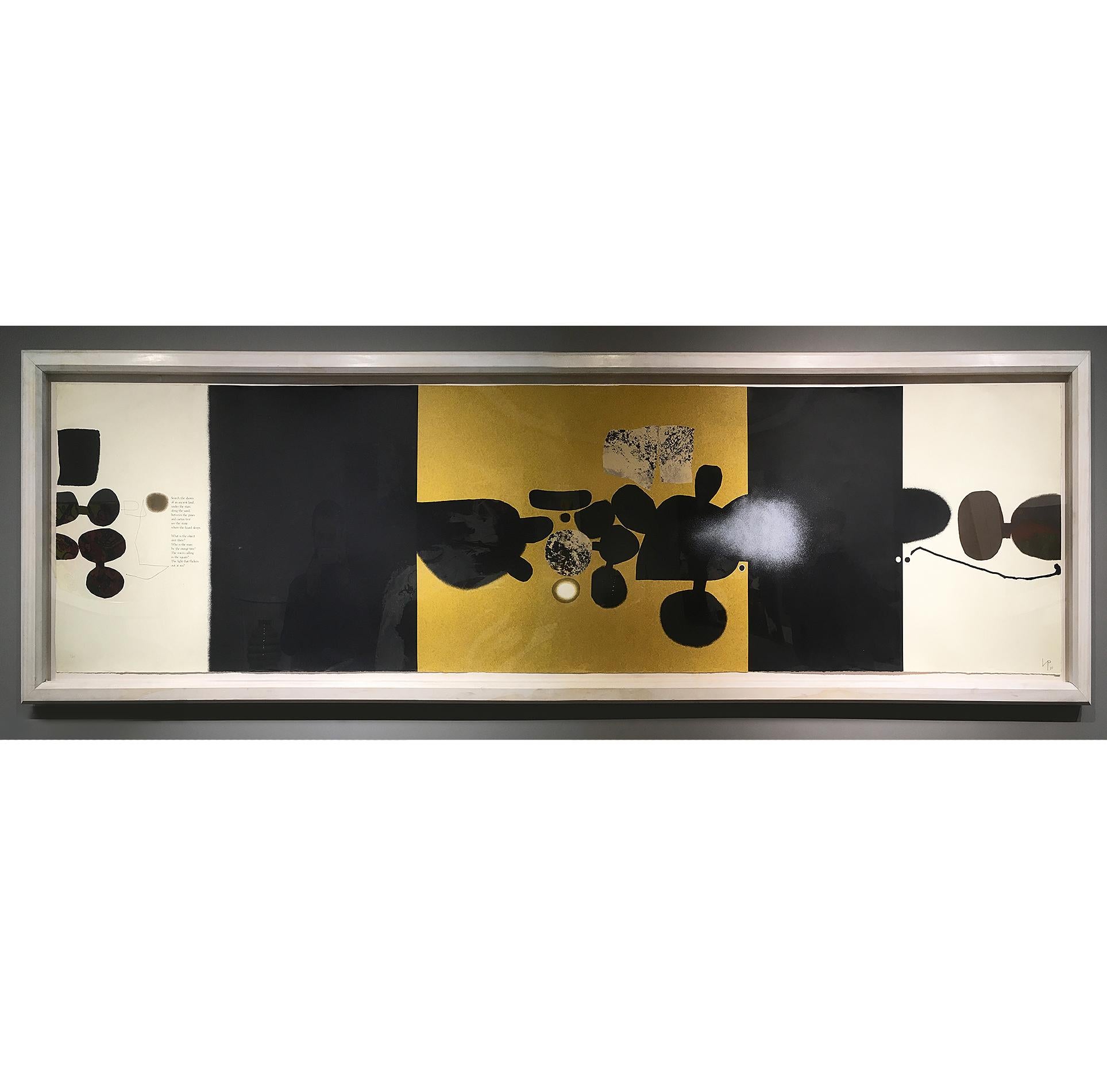 What is the Object over there? Points of Contact No. 17, 1973 by Victor Pasmore (British, 1908-1998). Multiple colour screen prints on paper. Signed, numbered and dated.

Frame: 304W x 91H cm
Print: 289W x 76H cm

Limited Edition of 25. Numbered 1/25