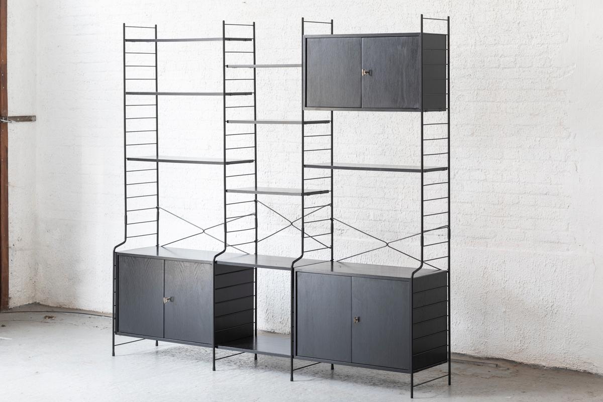 Mid-Century Modern WHB 3-Bay Shelving System in black, Germany, 1960s For Sale