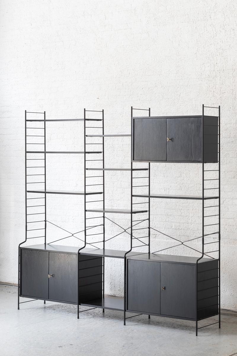 WHB 3-Bay Shelving System in black, Germany, 1960s In Good Condition For Sale In Antwerpen, BE