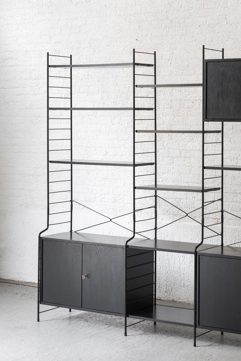 Mid-20th Century WHB 3-Bay Shelving System in black, Germany, 1960s For Sale