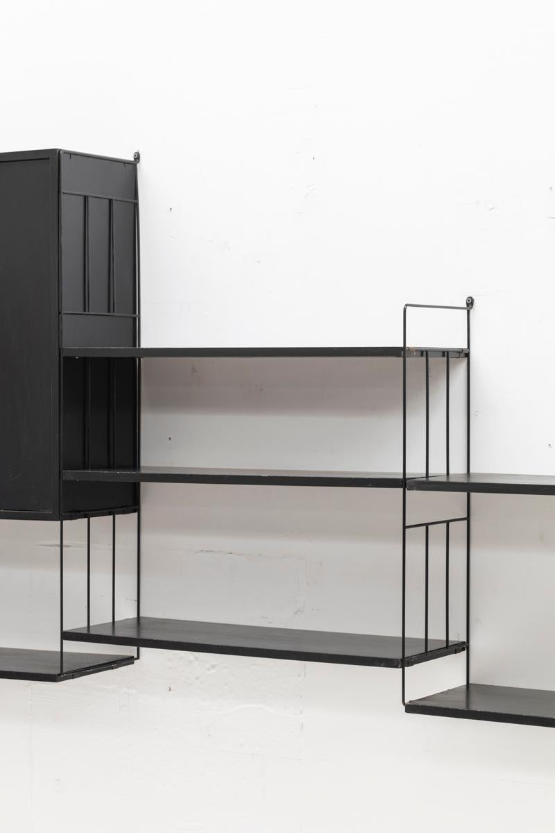WHB Three-Bay Floating Shelving System in black, Germany, 1960s In Good Condition In Antwerpen, BE