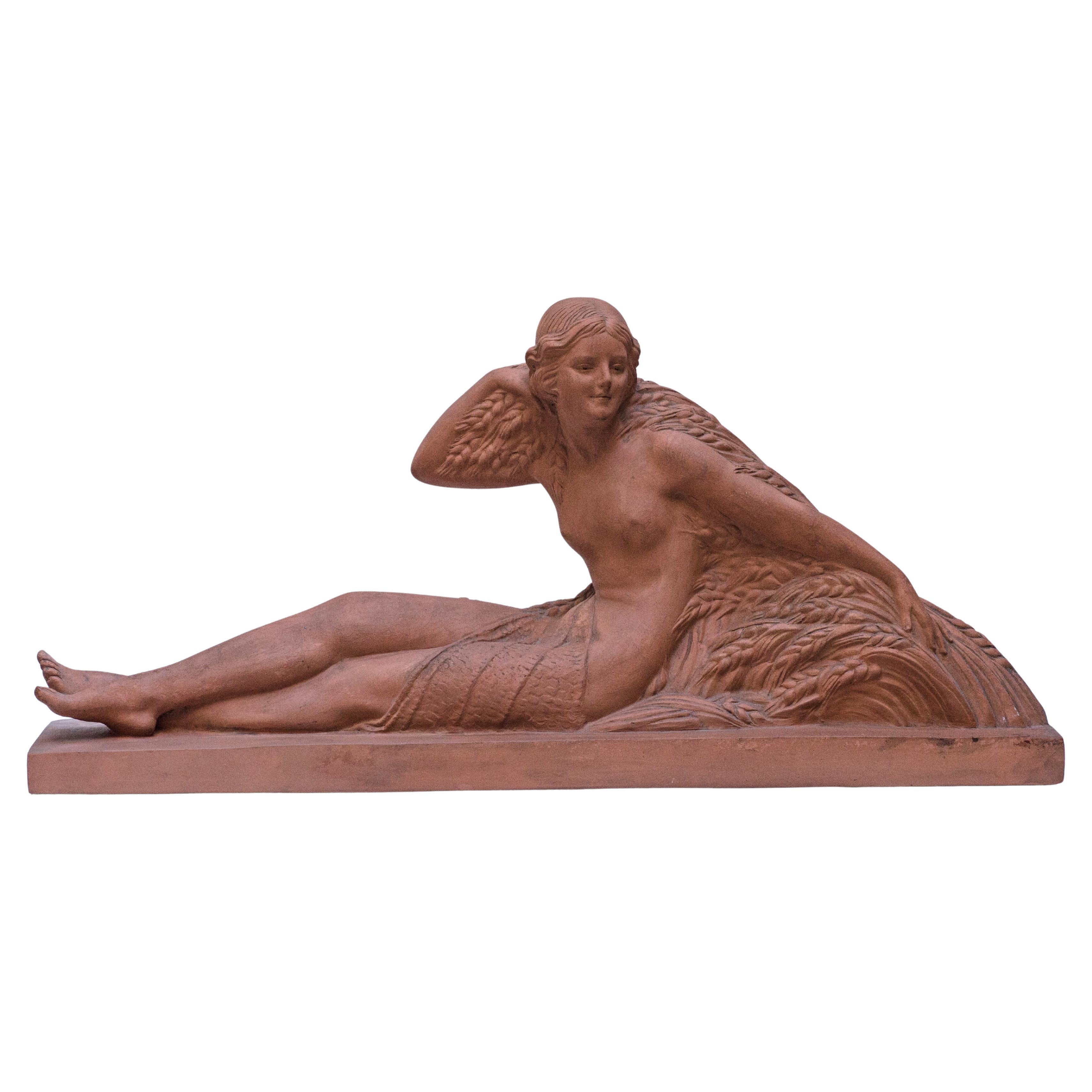 Wheat Sculpture by Demetre H. Chiparus, Terracotta, Circa 1920 For Sale