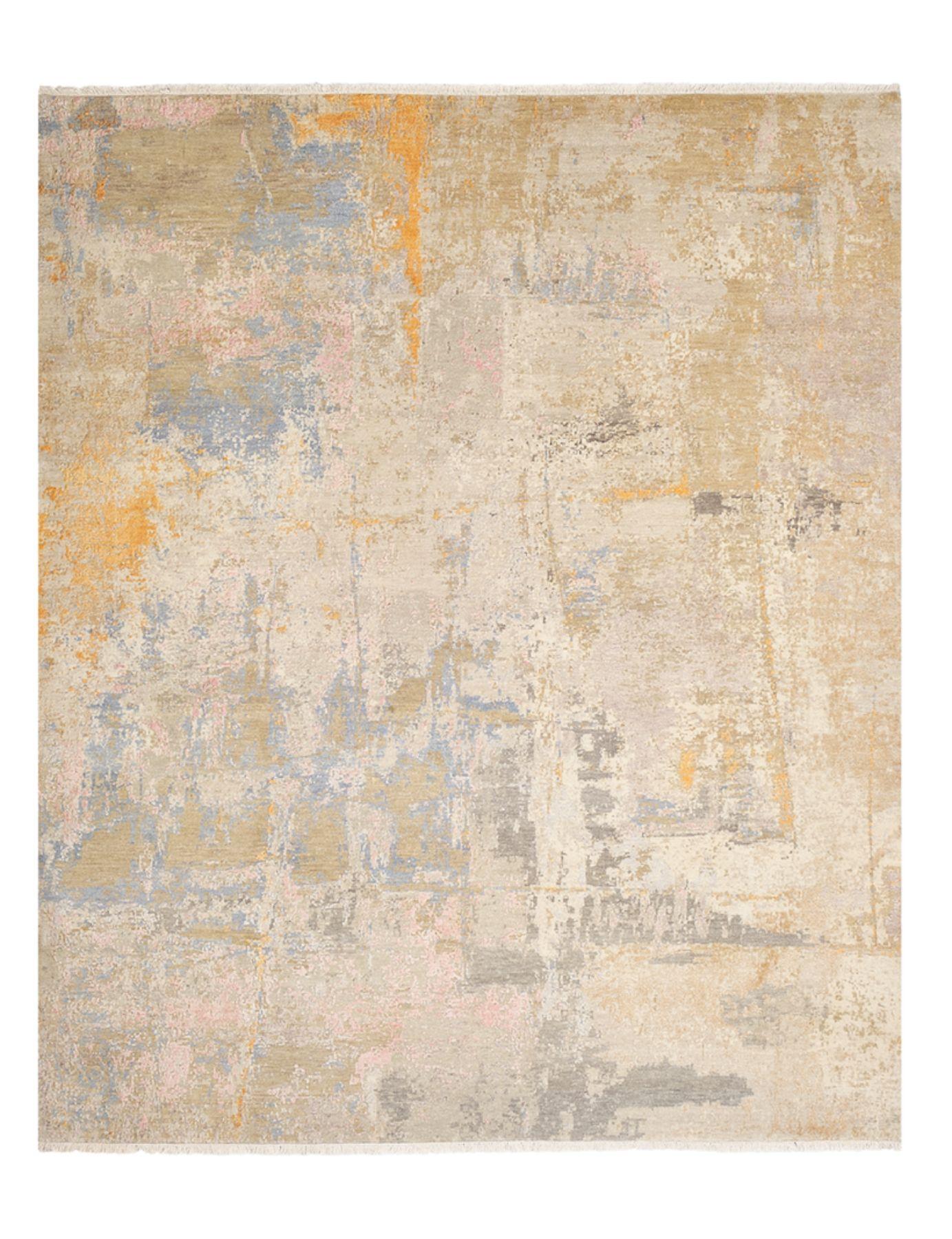 Italian WHEAT FIELD Hand-knotted Silk and Wool Rug For Sale