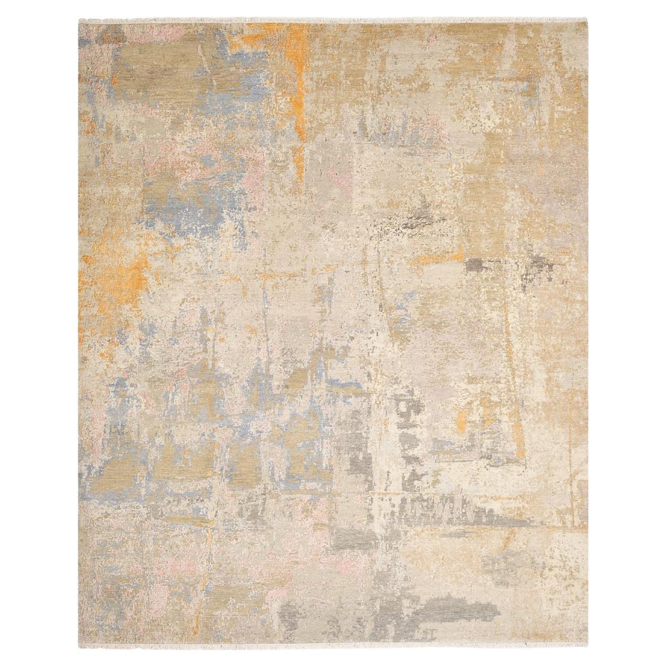 WHEAT FIELD Hand-knotted Silk and Wool Rug For Sale