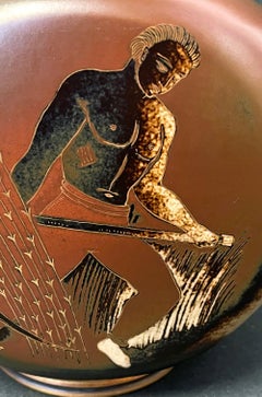 "Wheat Harvest, " Unique Art Deco Vase with Semi-Nude Worker by Nylund, Sweden