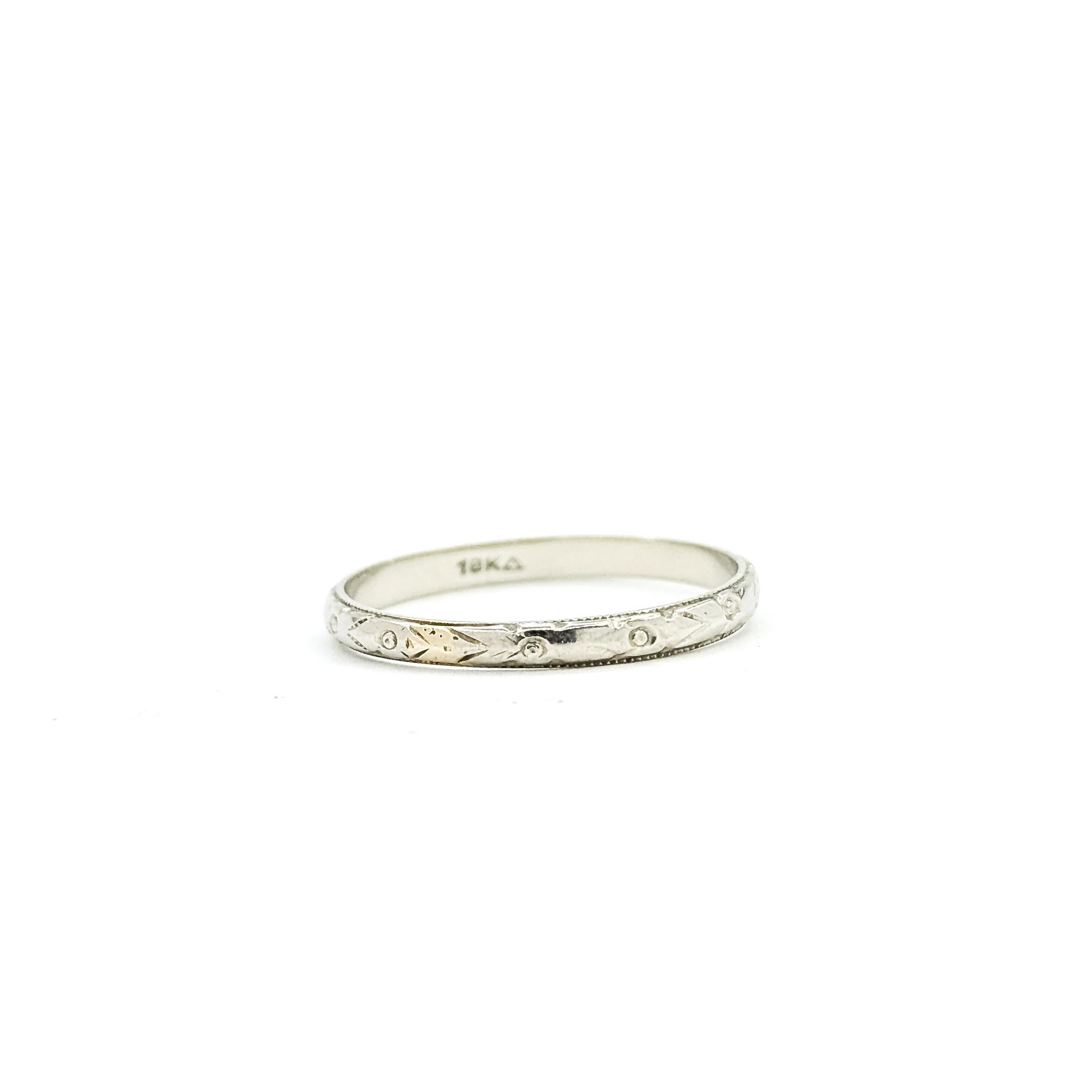 Donna Wheat-Pattern Wedding Band in 18k white gold in vendita