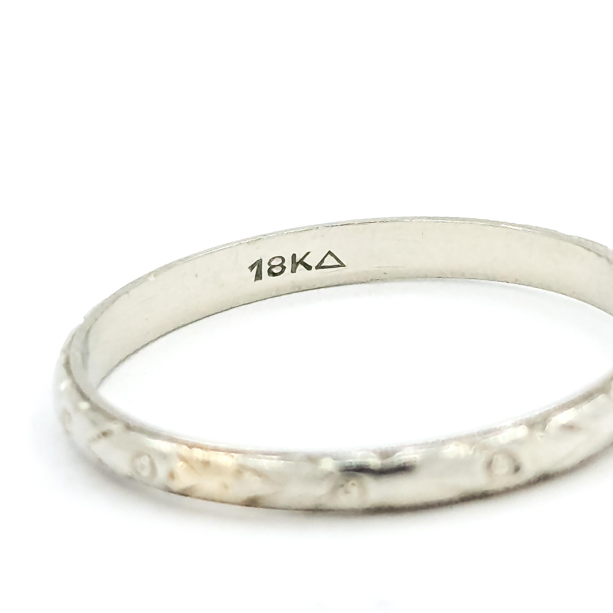 Wheat-Pattern Wedding Band in 18k white gold in vendita 1