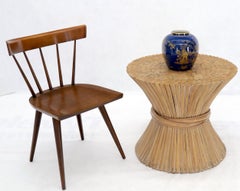 Wheat Sheaf Bamboo Mid-Century Modern Round Side Table Stand