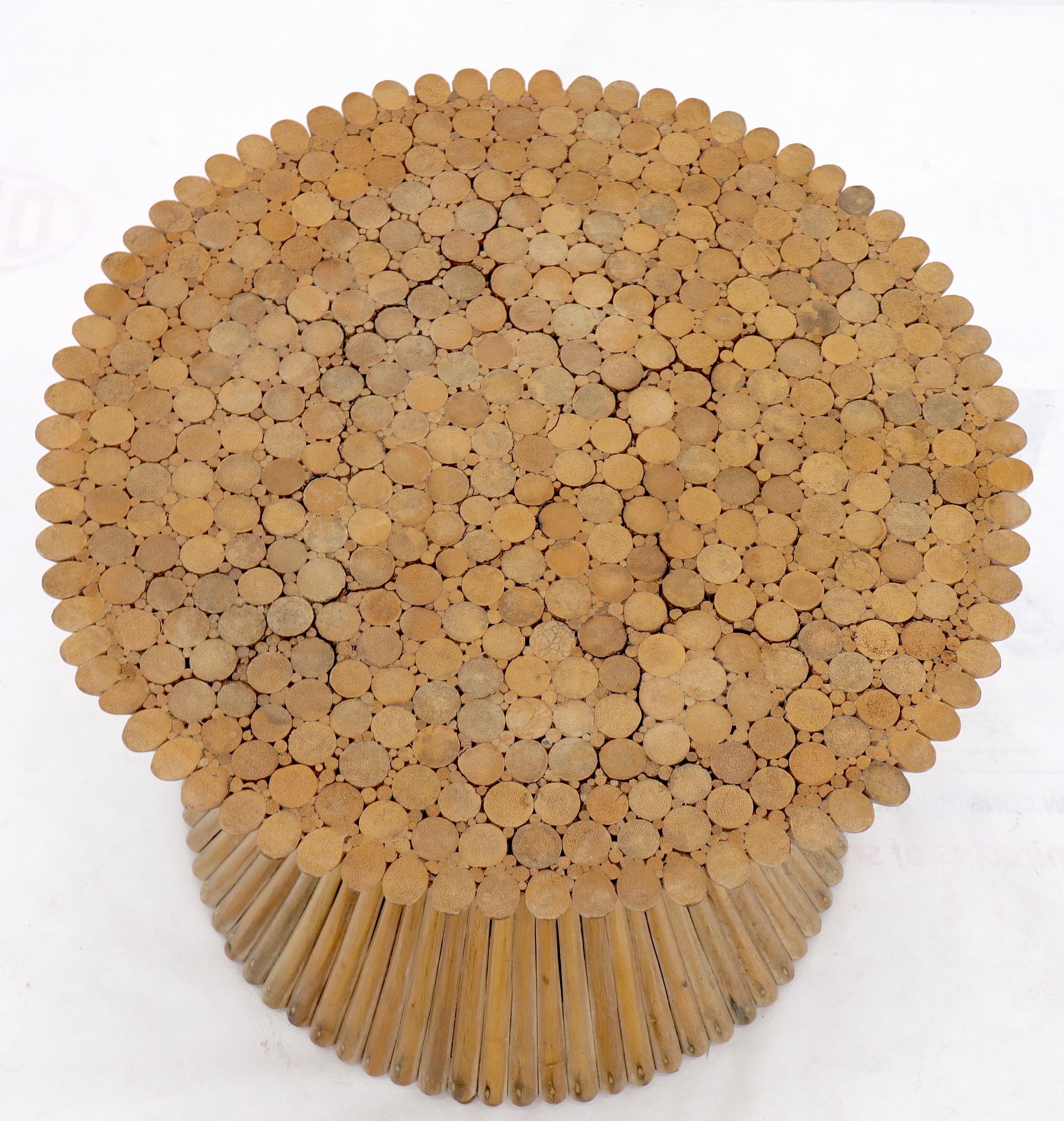 American Wheat Sheaf Bamboo Mid-Century Modern Round Side Table Stand