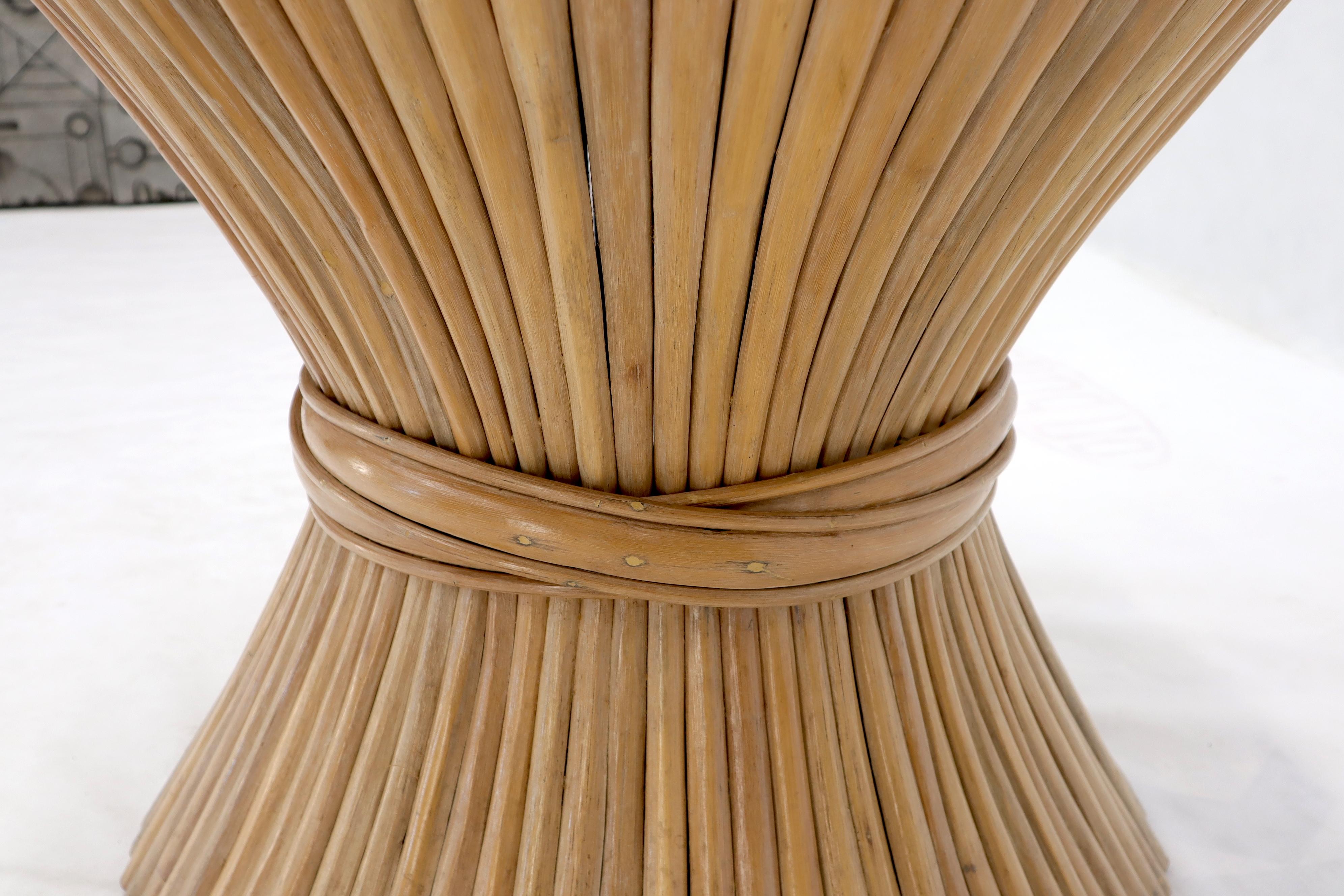 Lacquered Wheat Sheaf Bamboo Mid-Century Modern Round Side Table Stand