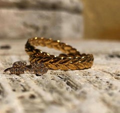 Wheat Sheaf Stud Earrings in 18K Gold Vermeil with Diamonds