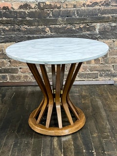 Wheat Sheaf Walnut and Marble Side Table in the manner of Dunbar