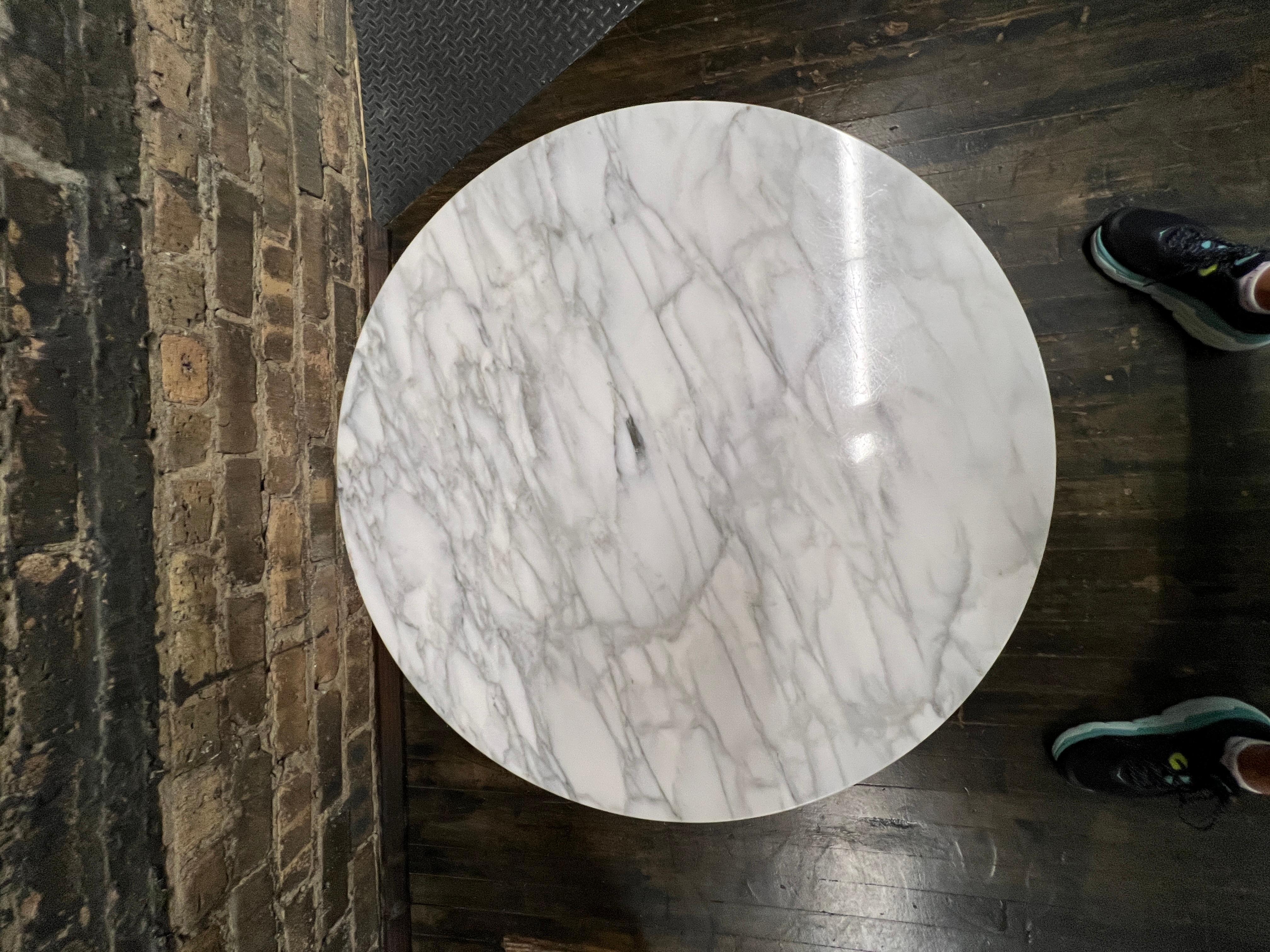Wheat Sheaf Walnut and Marble Side Table in the manner of Dunbar In Good Condition For Sale In Chicago, IL
