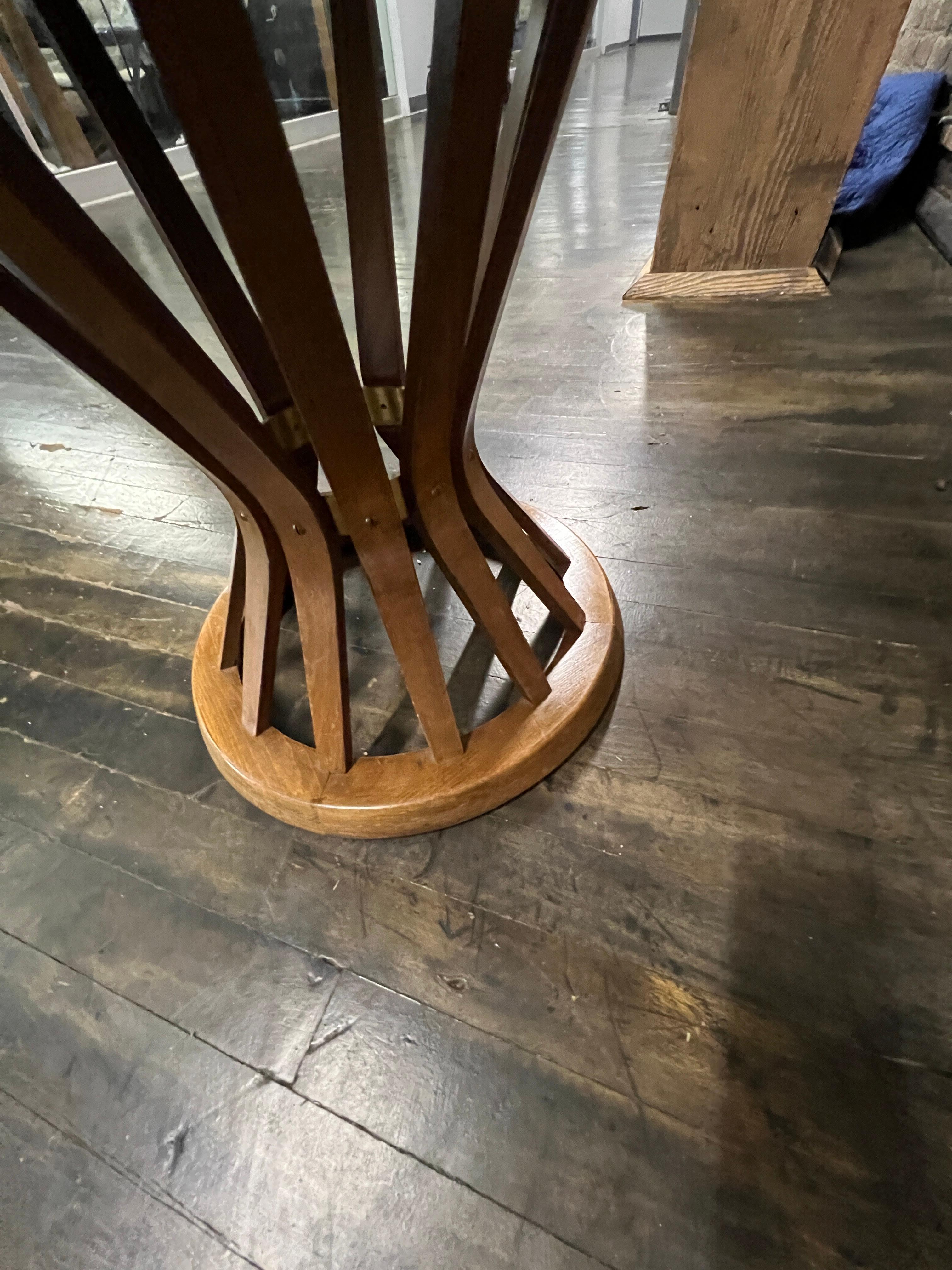 Wheat Sheaf Walnut and Marble Side Table in the manner of Dunbar For Sale 1