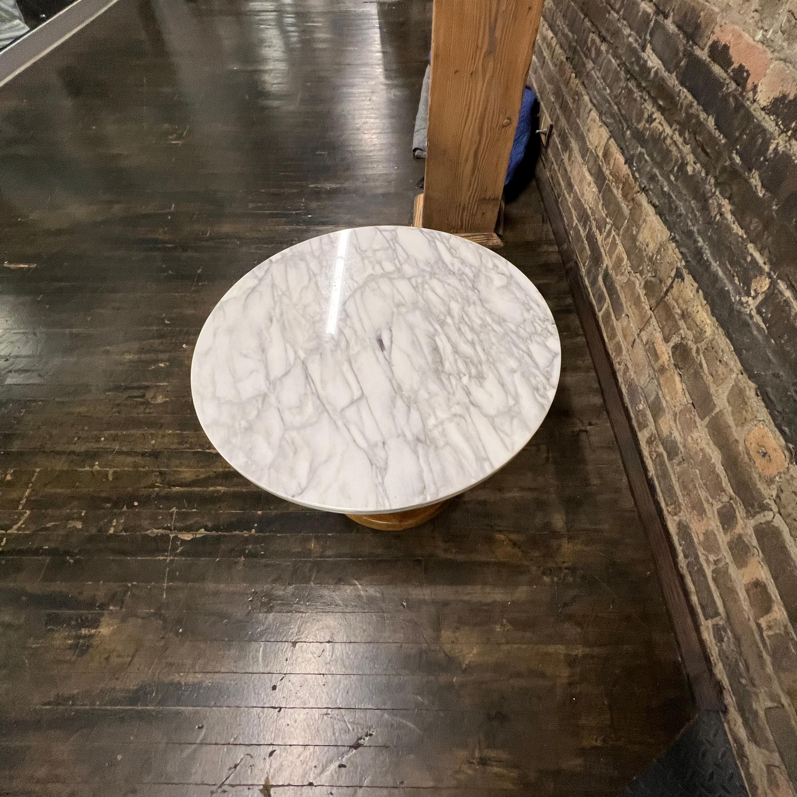 Wheat Sheaf Walnut and Marble Side Table in the manner of Dunbar For Sale 2