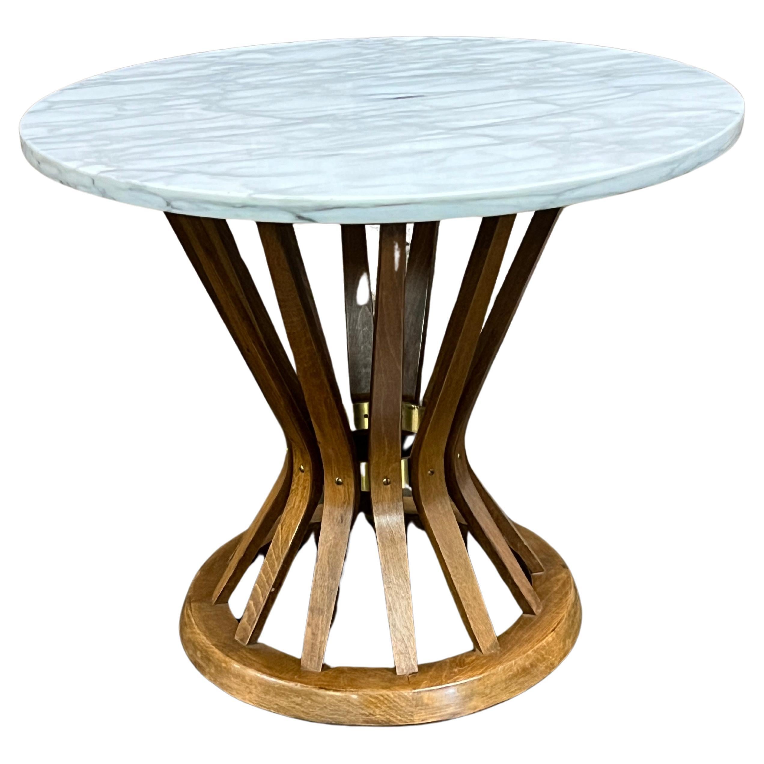 Wheat Sheaf Walnut and Marble Side Table in the manner of Dunbar