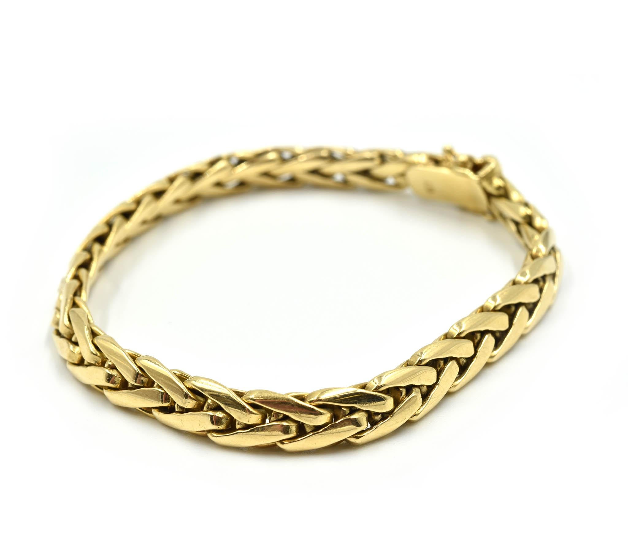 Modern Wheat Style 18 Karat Yellow Gold Link Men’s Bracelet