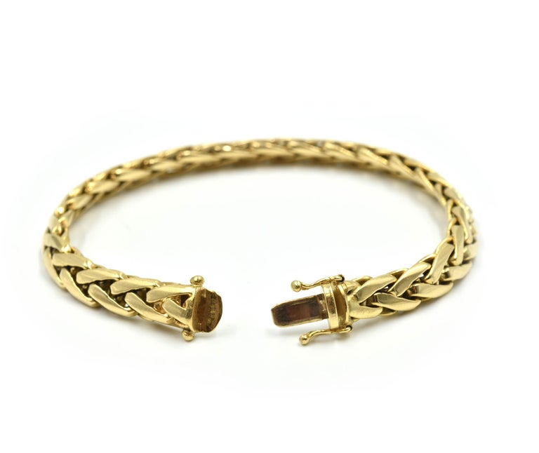 Wheat Style 18 Karat Yellow Gold Link Men’s Bracelet at 1stDibs