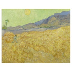 Wheatfield with a Reaper, after Impressionist Oil Painting by Vincent Van Gogh