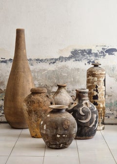 Wheathered Mexican Terracotta Vessels Composition. XX Century. Set Herencias