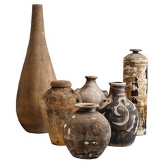 Wheathered Mexican Terracotta Vessels Composition. XX Century. Set Herencias
