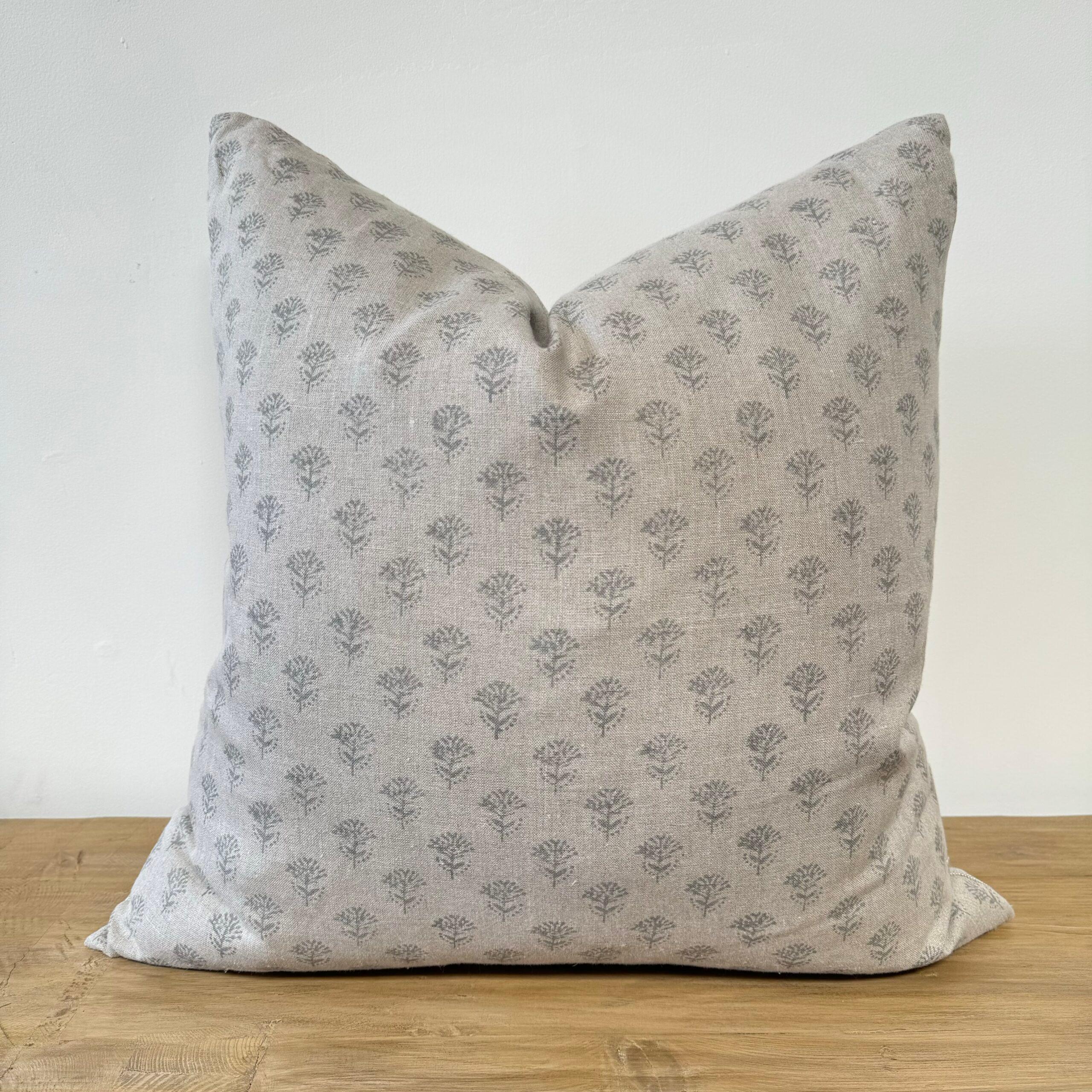 Our latest collection of beautiful hand blocked and linen pillows can be arranged to create beauty and bring a pop of color to your room while adding softness!   This item is made to order and can vary in lead times.
Includes a feather down