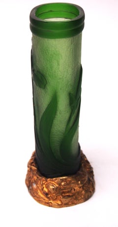 Wheel Carved Cameo Crystal Glass Vase by  E Enot- Paris on Baccarat blank c1900