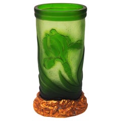Wheel Carved Cameo Crystal Glass Vase by  E Enot- Paris on Baccarat blank c1900