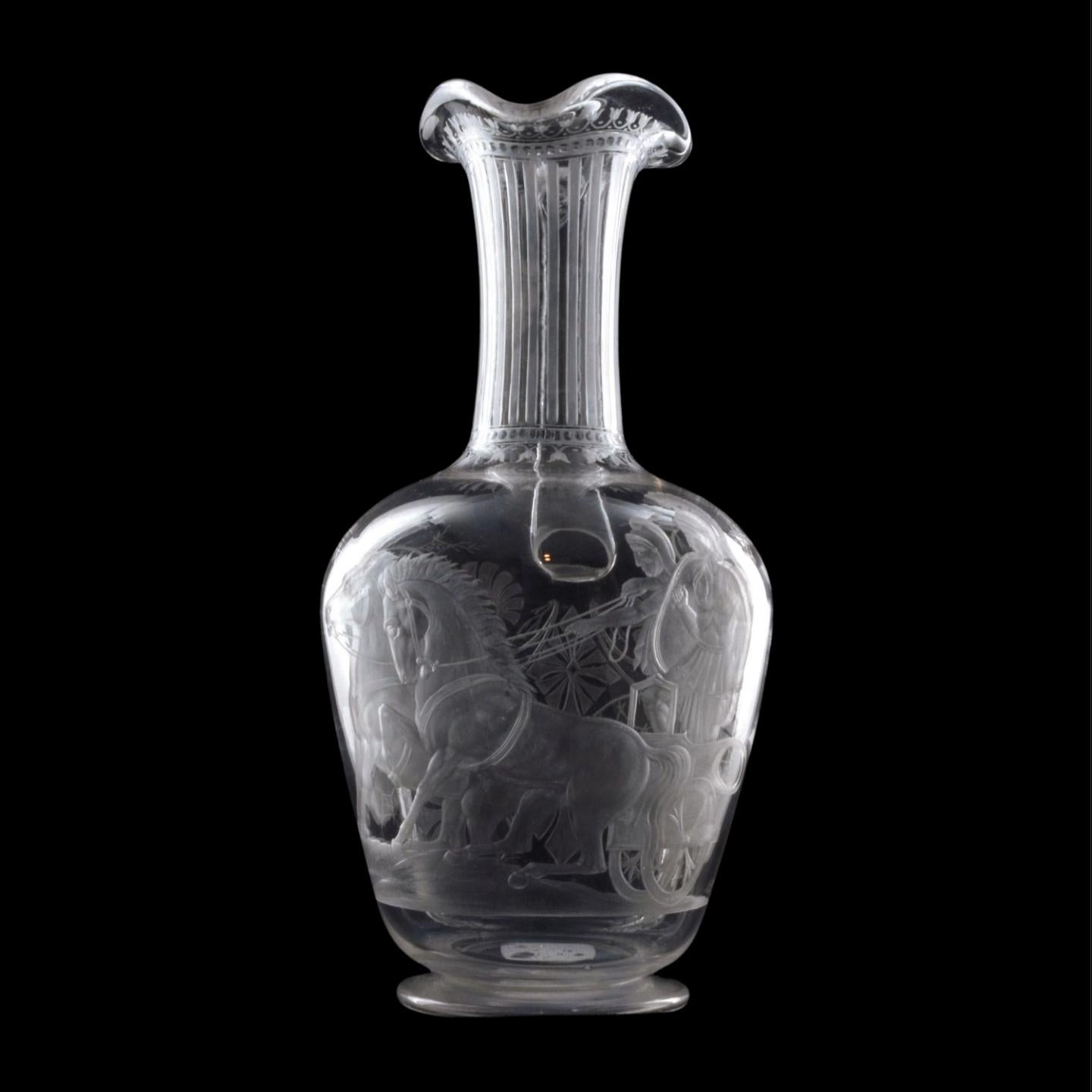 British Wheel-Cut glass Claret Jug, Stourbridge, C1850 For Sale